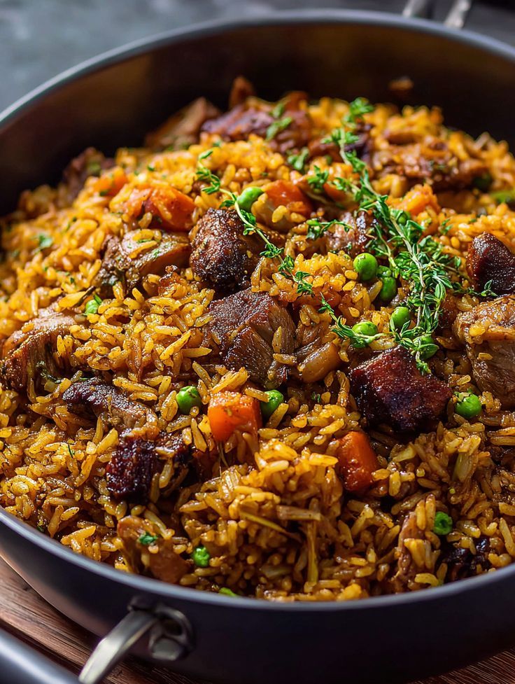 Riz à la viande de boeuf (Rice with beef)